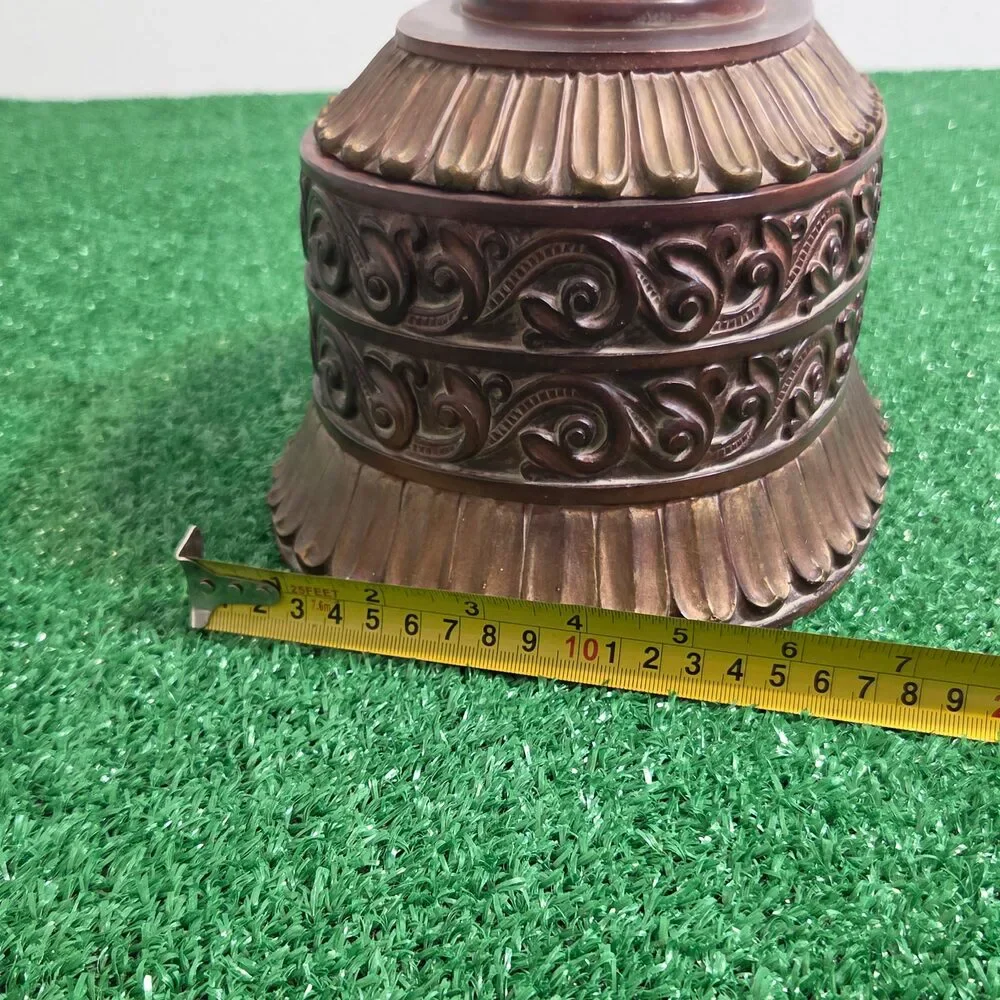 Vintage Ornate Bronze Tone Resin Trinket Box Large Oval Storage Container with